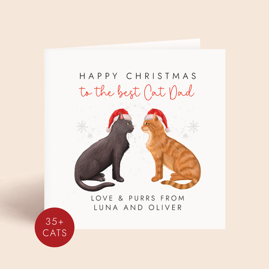Personalised Two Cats Christmas Card for Cat Dad
