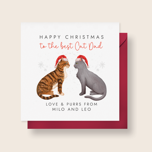 Personalised Two Cats Christmas Card for Cat Dad