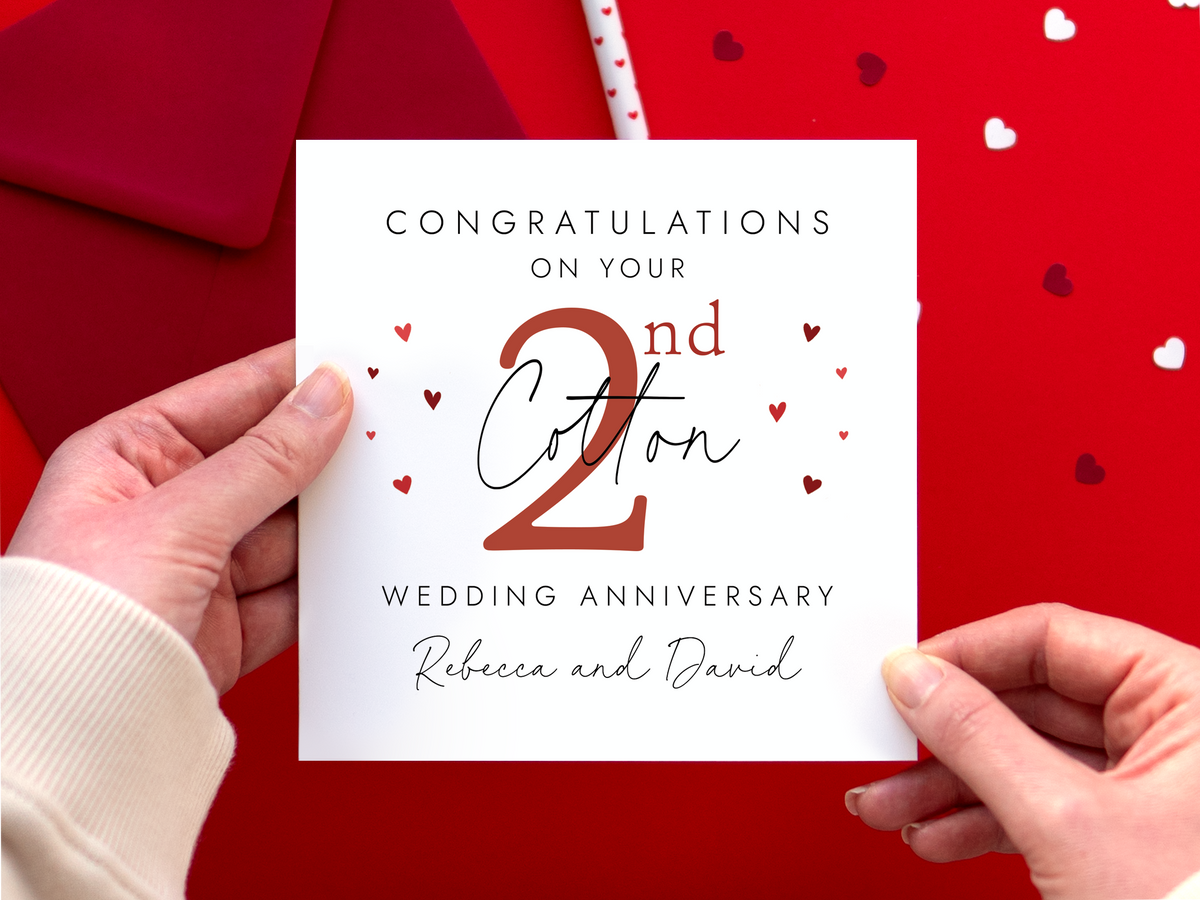Personalised 2nd Wedding Anniversary Card for Couple