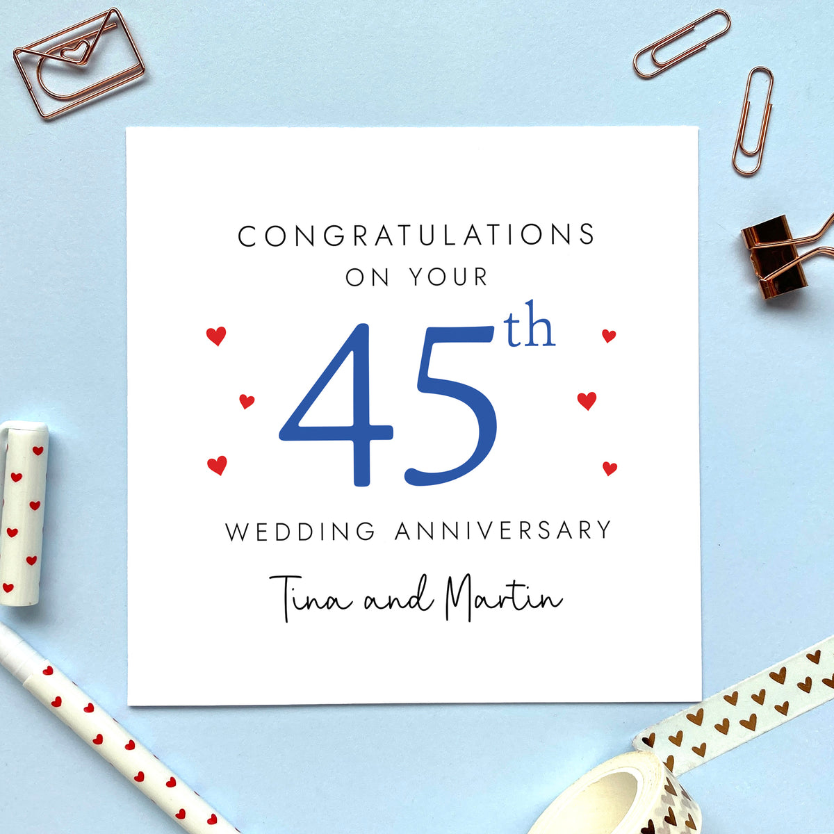45 Roses Card 45th Wedding Anniversary Card for Couple | Lilac Kitten Designs