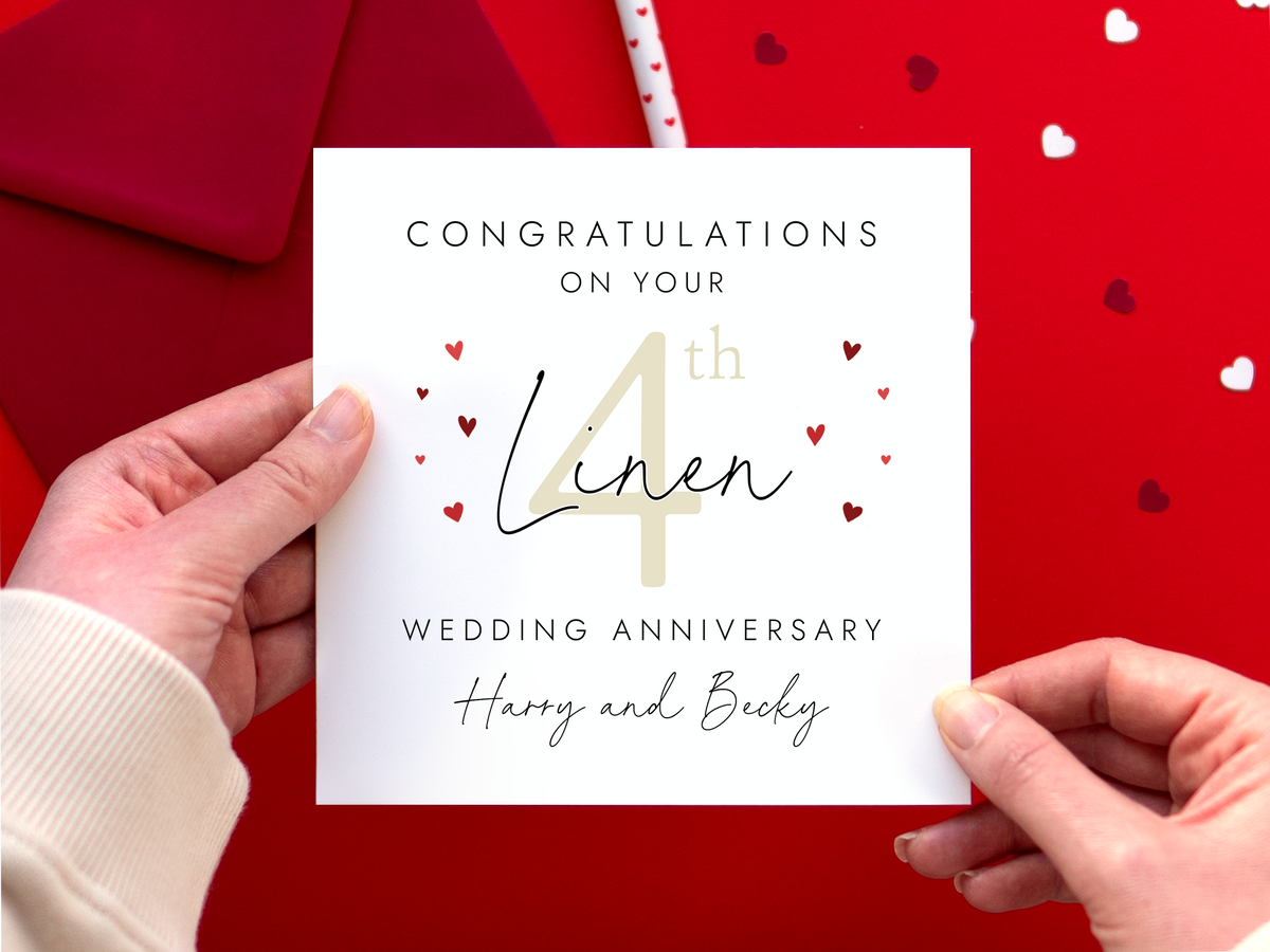 Personalised 4th Wedding Anniversary Card for Couple