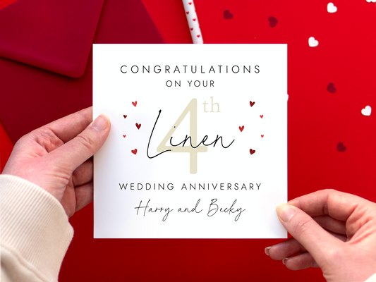 Personalised 4th Wedding Anniversary Card for Couple
