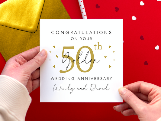 Personalised 50th Wedding Anniversary Card for Couple