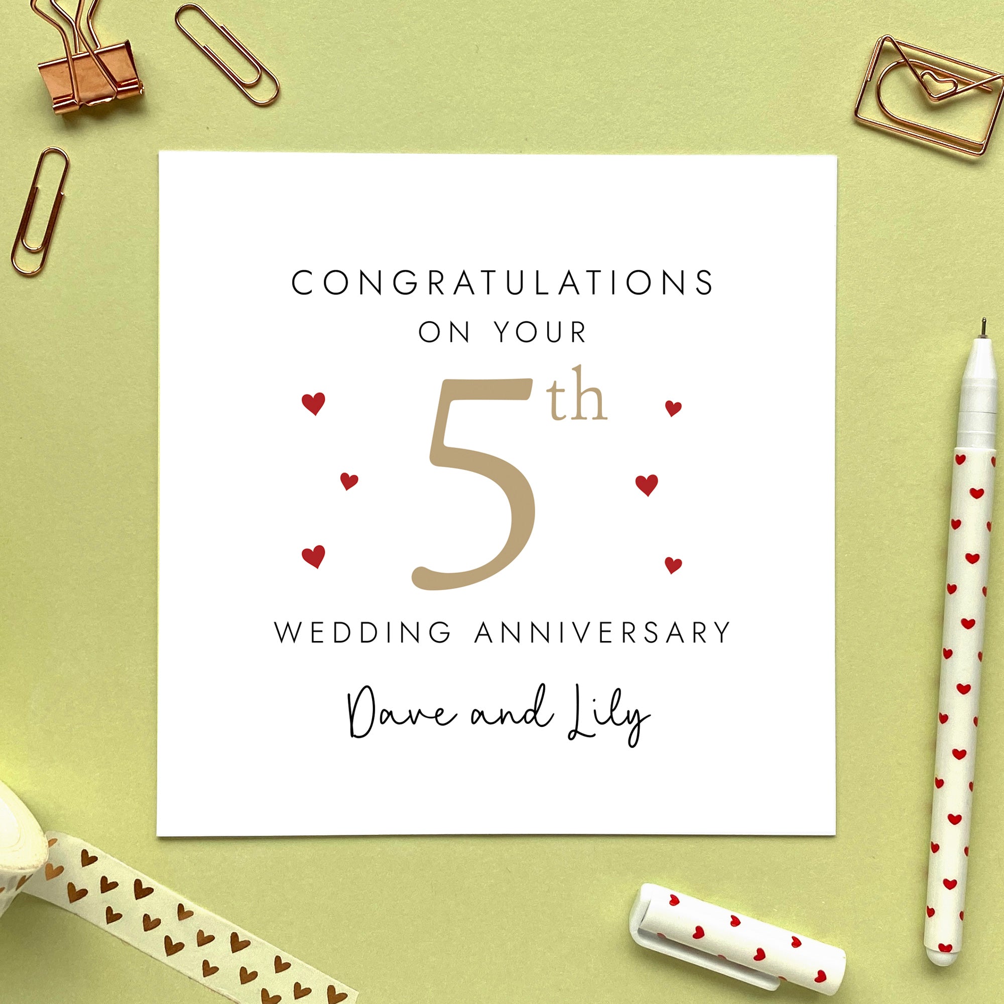5th Wedding Anniversary Card for Couple