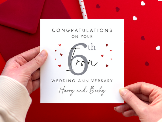 Personalised 6th Wedding Anniversary Card for Couple
