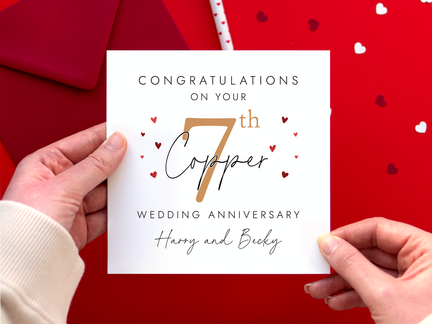 Personalised 7th Wedding Anniversary Card for Couple