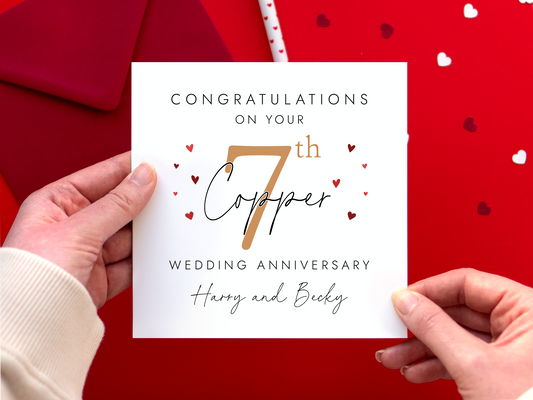 Personalised 7th Wedding Anniversary Card for Couple