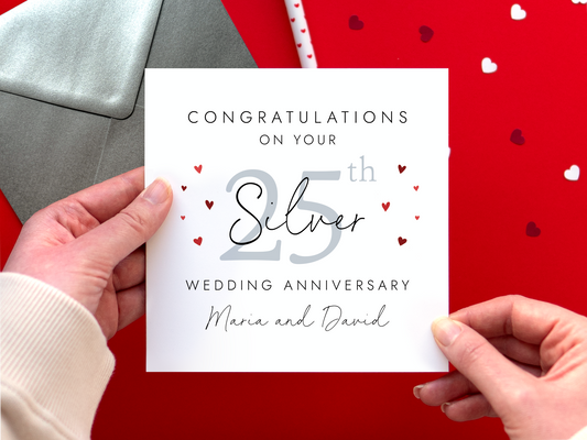 Personalised 25th Wedding Anniversary Card for Couple