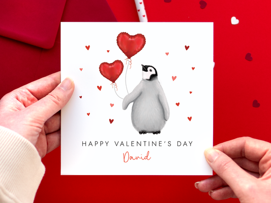 Personalised Baby Penguin Valentine's Day Card