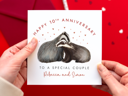 Personalised Badger Anniversary Card