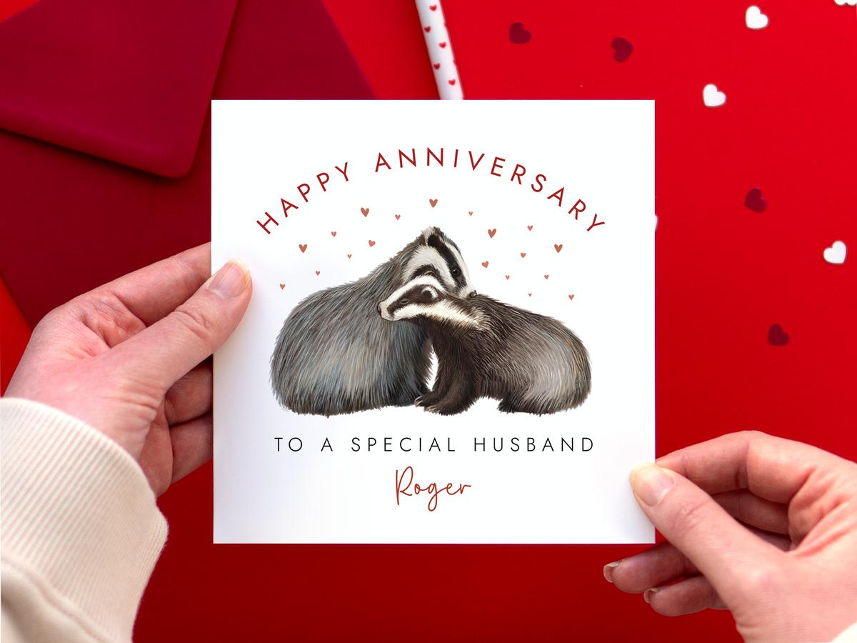 Personalised Badger Anniversary Card