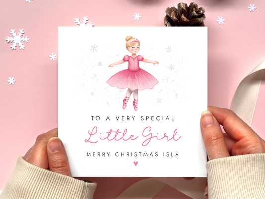 Personalised Ballerina Christmas Card for Girl