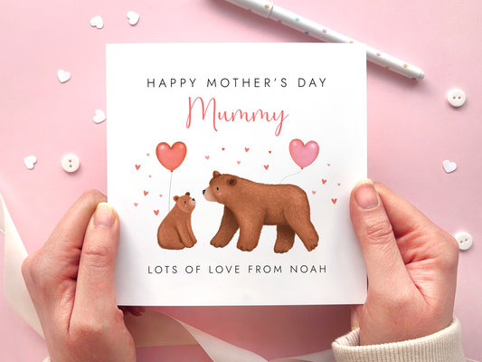 Personalised Bears Mother's Day Card