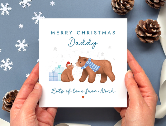 Personalised Bears Christmas Card for Daddy