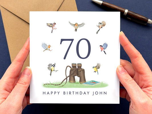 Personalised Birdwatching 70th Birthday Card