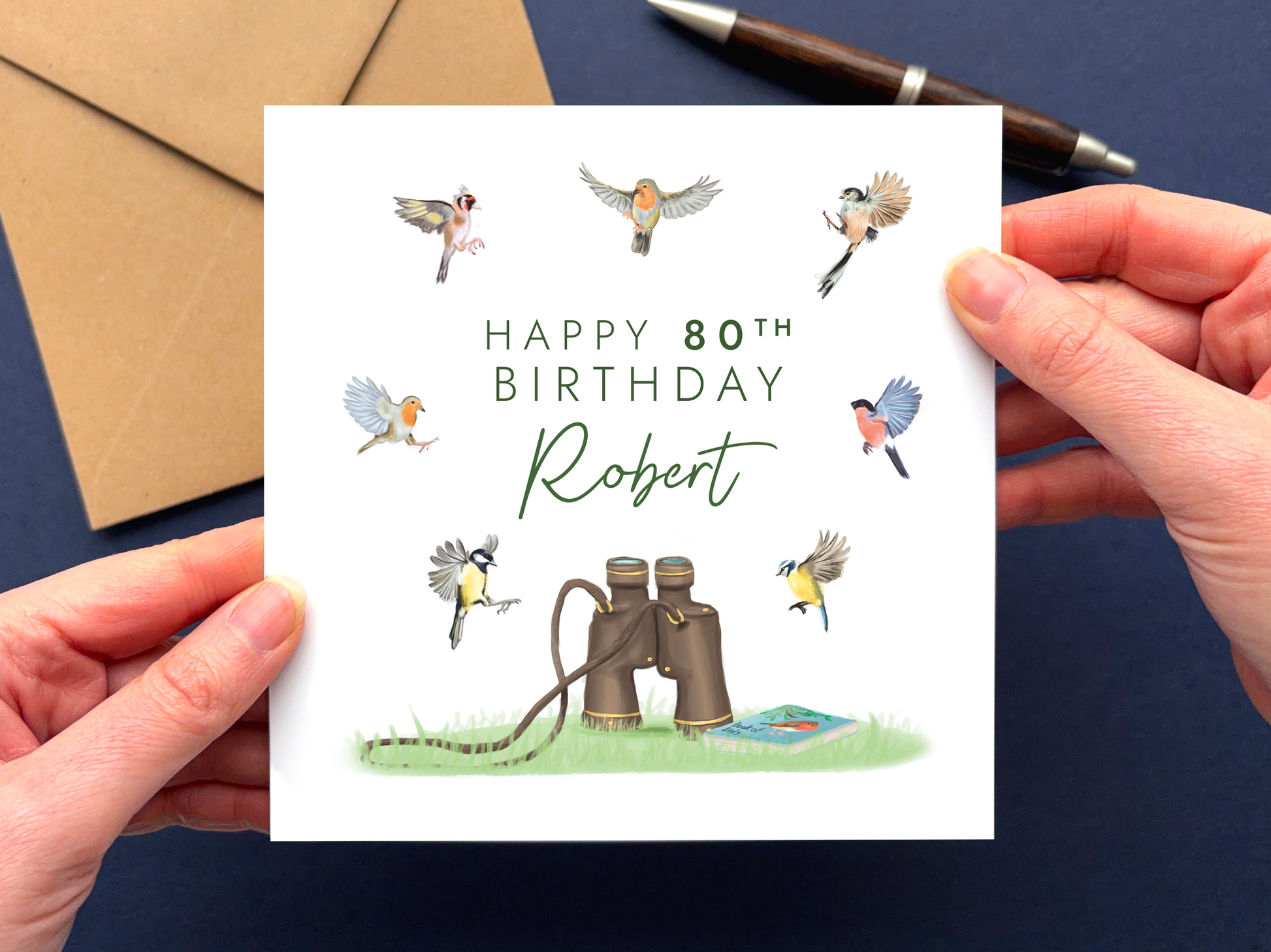 Personalised Birdwatching 80th Birthday Card
