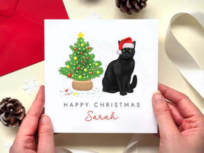 Personalised Black Cat Christmas Card