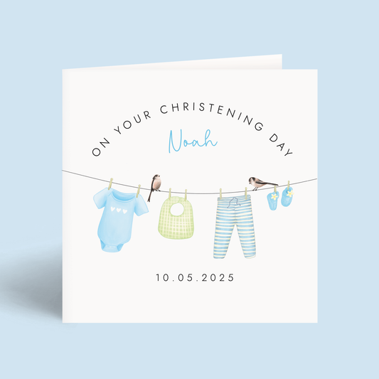 Personalised Christening Card for Boy