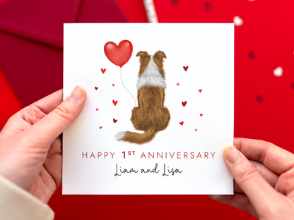 Personalised Border Collie Dog Anniversary Card