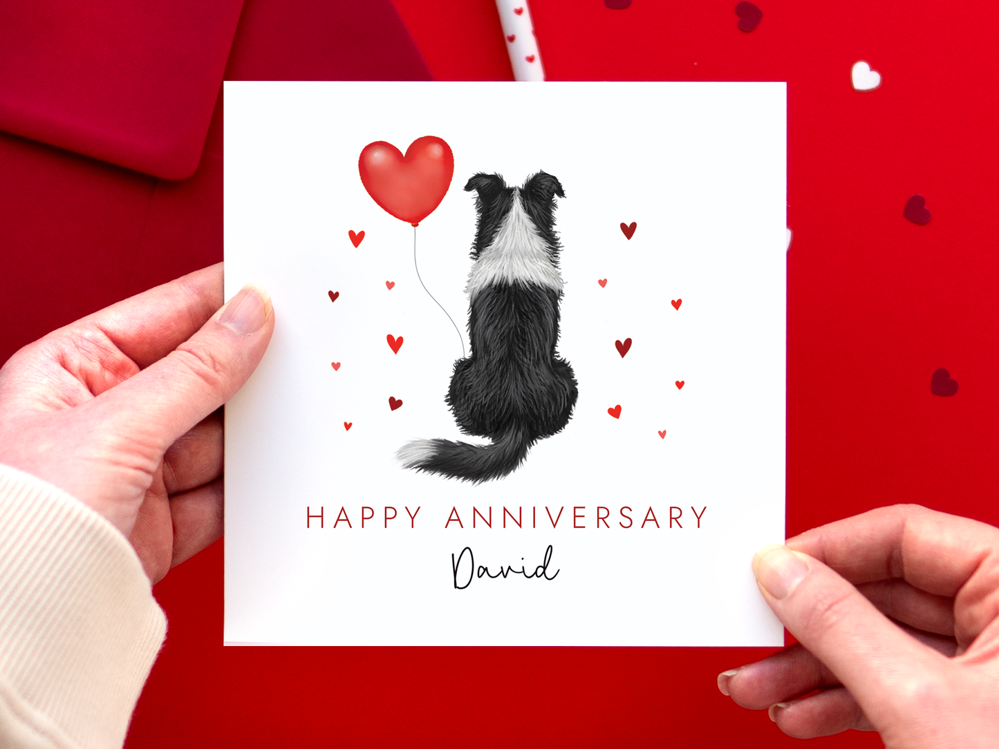 Personalised Border Collie Dog Anniversary Card