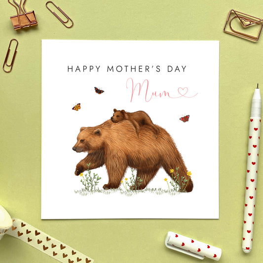 Personalised Bear Mum & Baby Mother's Day Card