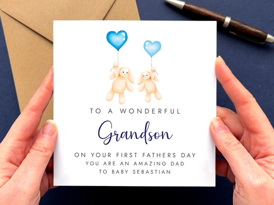 Personalised First Father's Day Card for Grandson