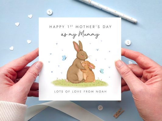 Personalised Bunny 1st Mother's Day Card for Mummy