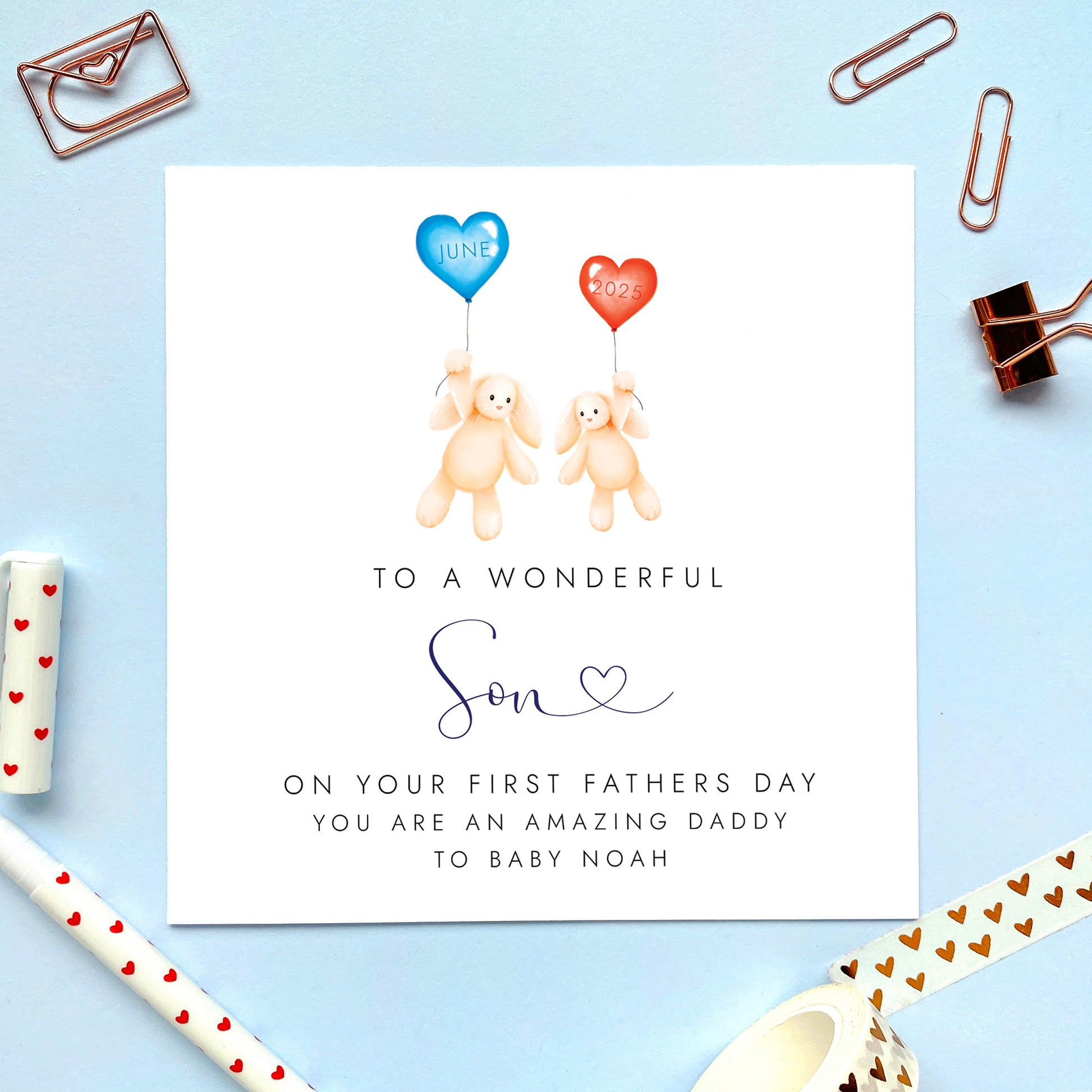 Personalised First Fathers Day Card for Son – Lilac Kitten Designs