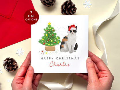 Personalised Calico Cat Christmas Card