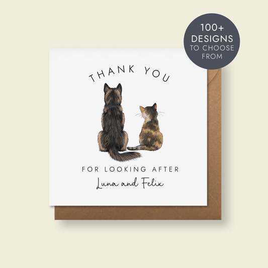 Personalised Cat and Dog Thank You Card
