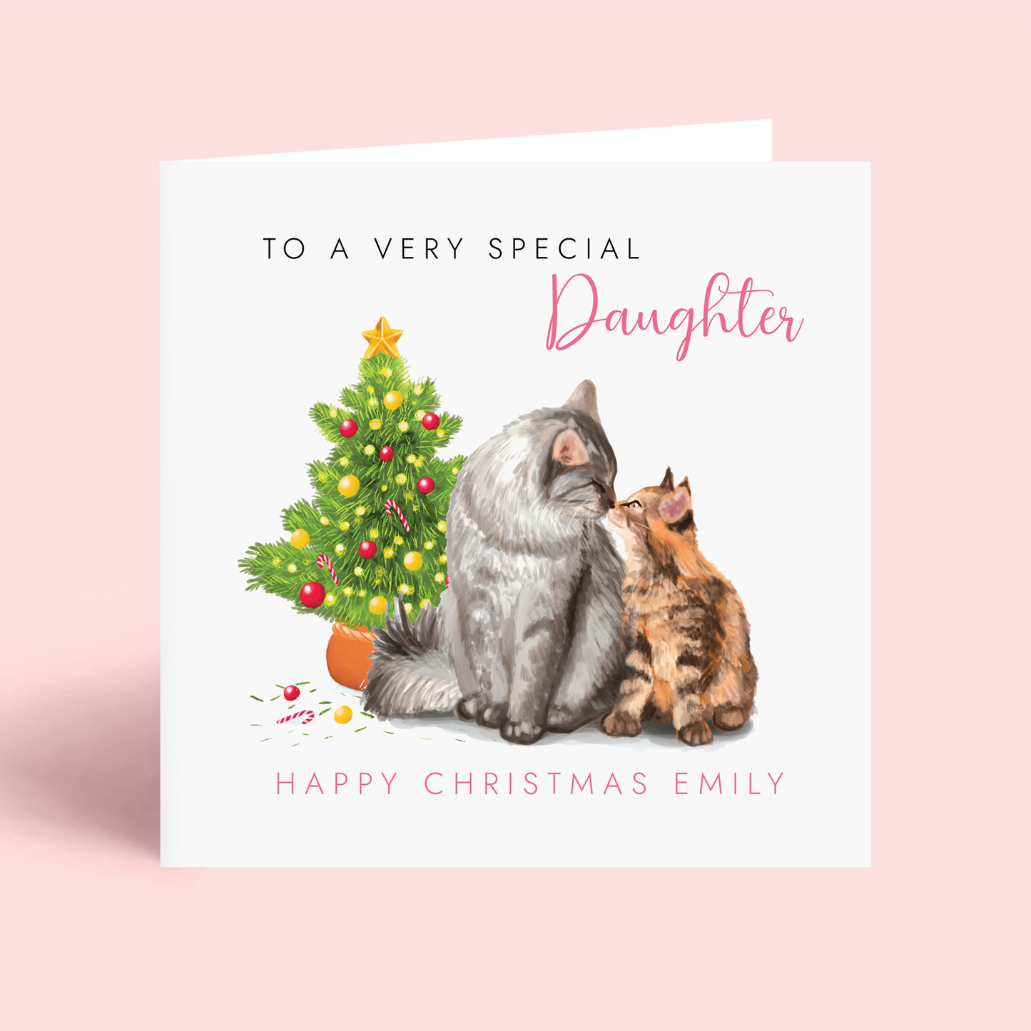 Personalised Cats Christmas Card for Daughter