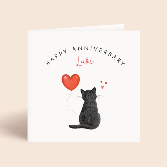 Personalised Cat Anniversary Card for Partner