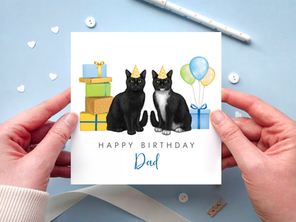 personalised birthday card with 2 cats