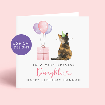 Personalised Cat Birthday Card for Daughter