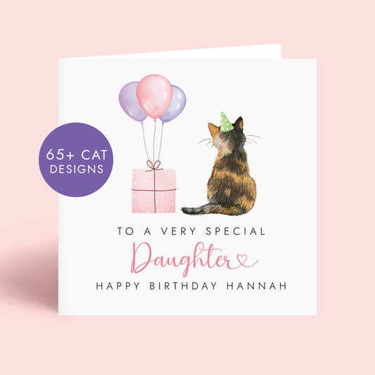Personalised Cat Birthday Card for Daughter