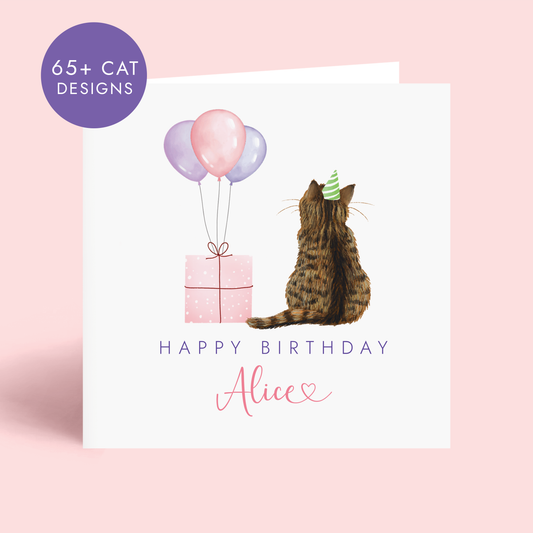 Personalised Cat Birthday Card for Her | Any Age