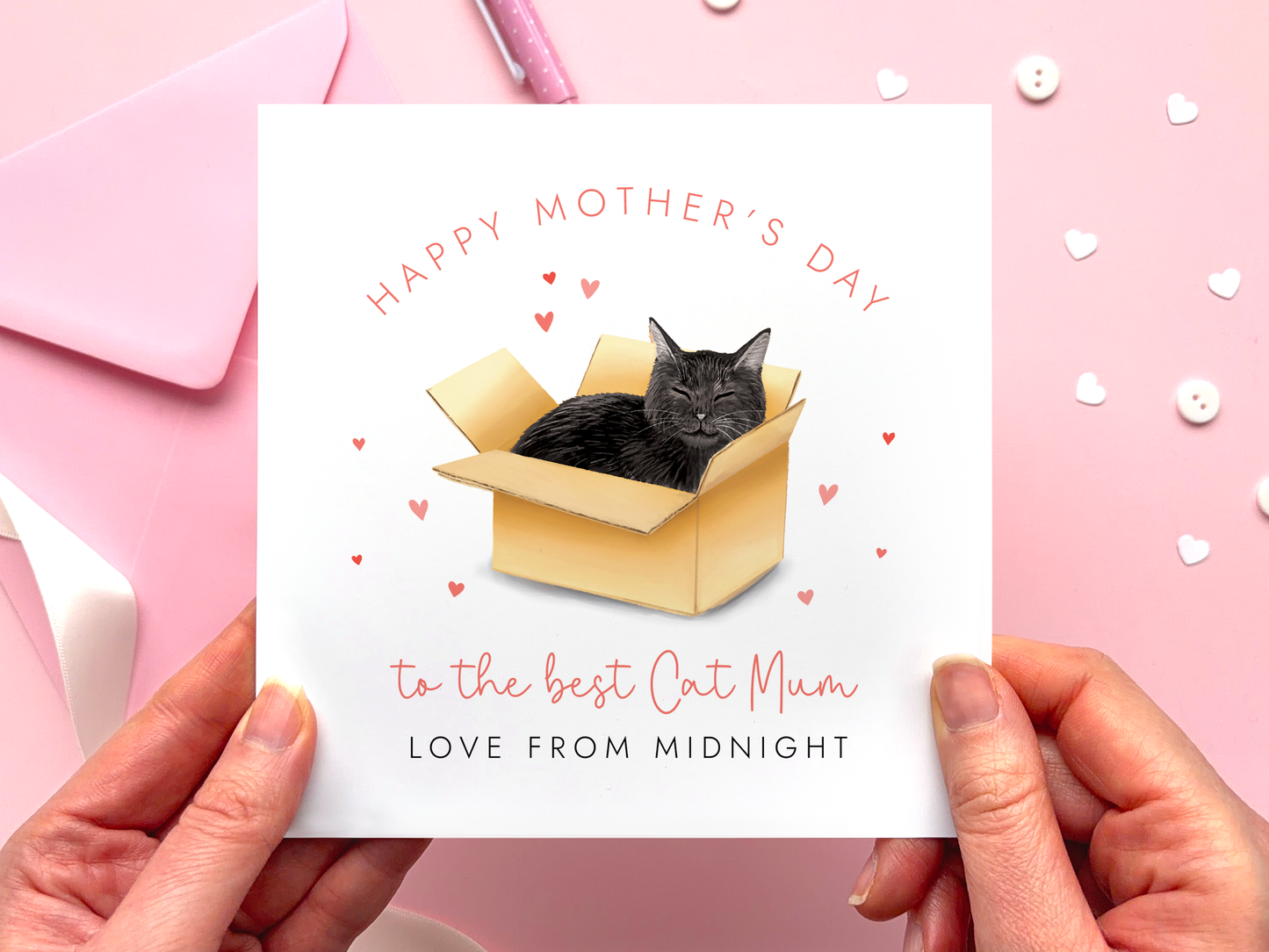 Personalised Black Cat Mother's Day Card for Cat Mum