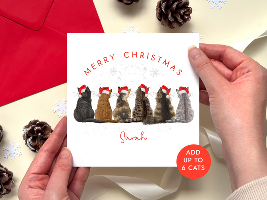 Personalised Cats Christmas Card for Couple