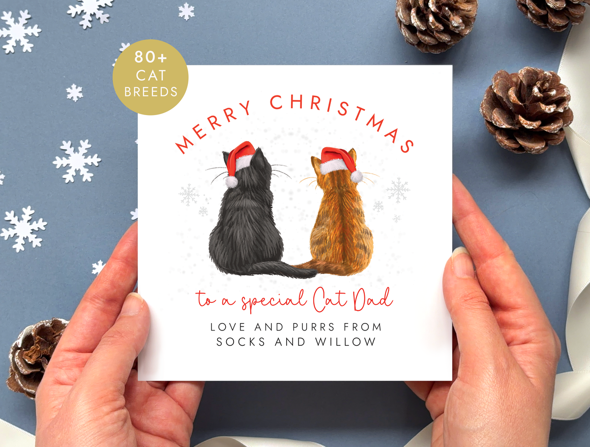 Personalised From The Cats Christmas Card for Cat Dad