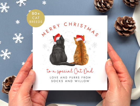 Personalised From The Cats Christmas Card for Cat Dad
