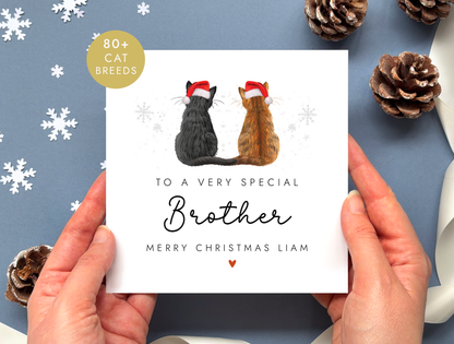 Personalised Cat Christmas Card for Brother