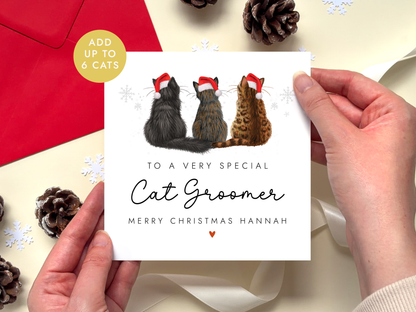 Personalised Cat Christmas Card for Cat Sitter