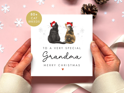 Personalised Cat Christmas Card for Grandma