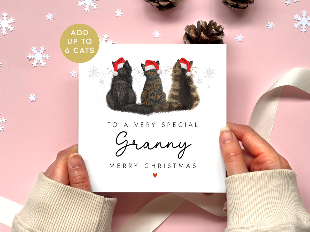 Personalised Cat Christmas Card for Grandma