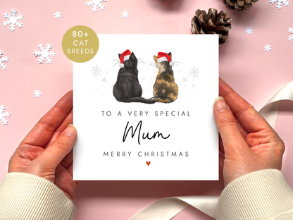 Personalised Cat Christmas Card for Mum
