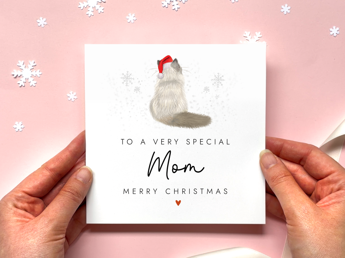 Personalised Cat Christmas Card for Mum