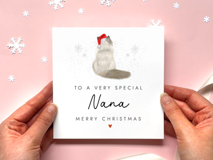Personalised Cat Christmas Card for Grandma
