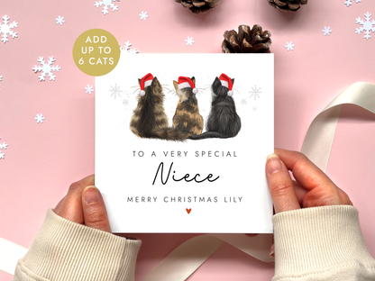 Personalised Cat Christmas Card for Niece