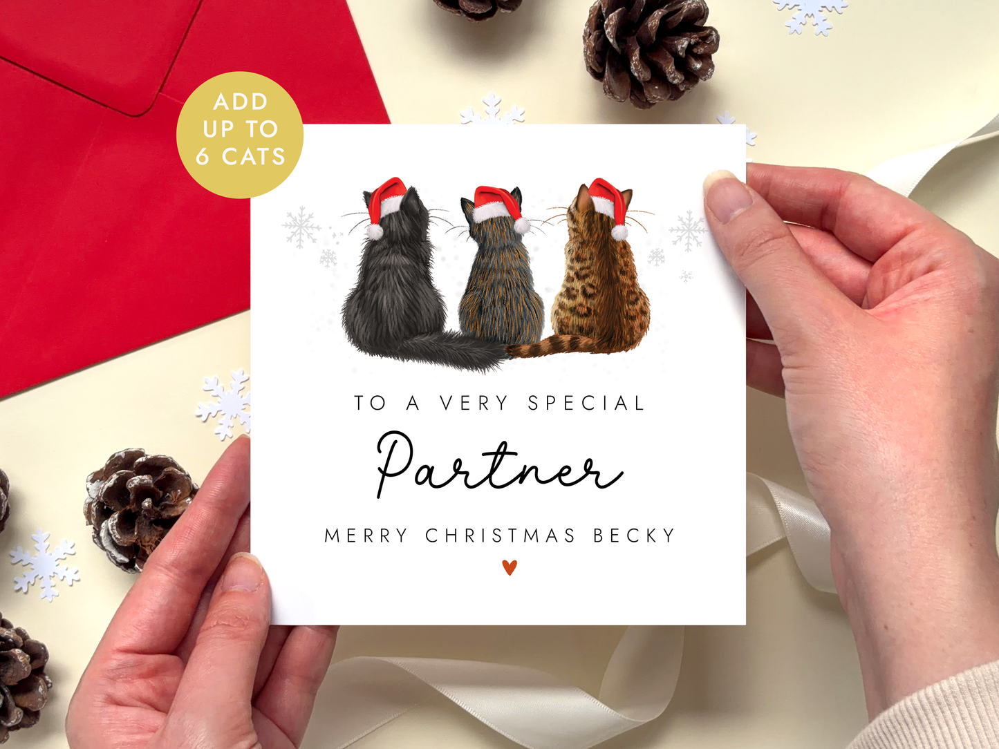 Personalised Cat Christmas Card for Partner