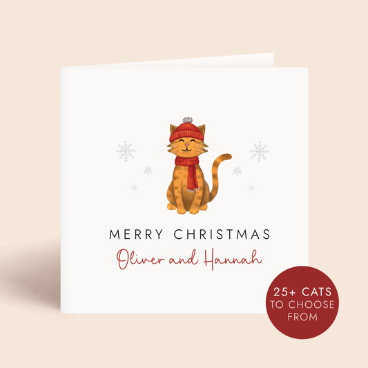 Personalised Cat Christmas Card for Couple